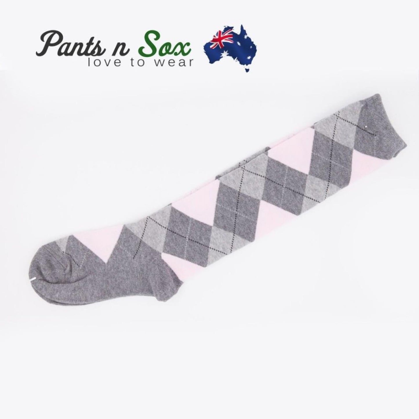 New Womens Size 2-8 Check Diamond Knee High Socks Argyle Pattern AU Stock Party - Pantsnsox