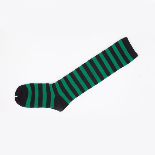 Knee High Socks Striped Ladies Long Womens Green Black Stripe AU Stock - Pantsnsox