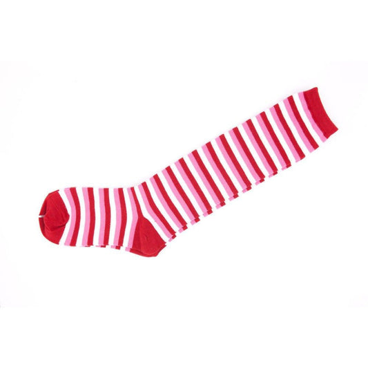 Knee High Socks Striped Ladies Long Womens Red White Stripe AU Stock - Pantsnsox