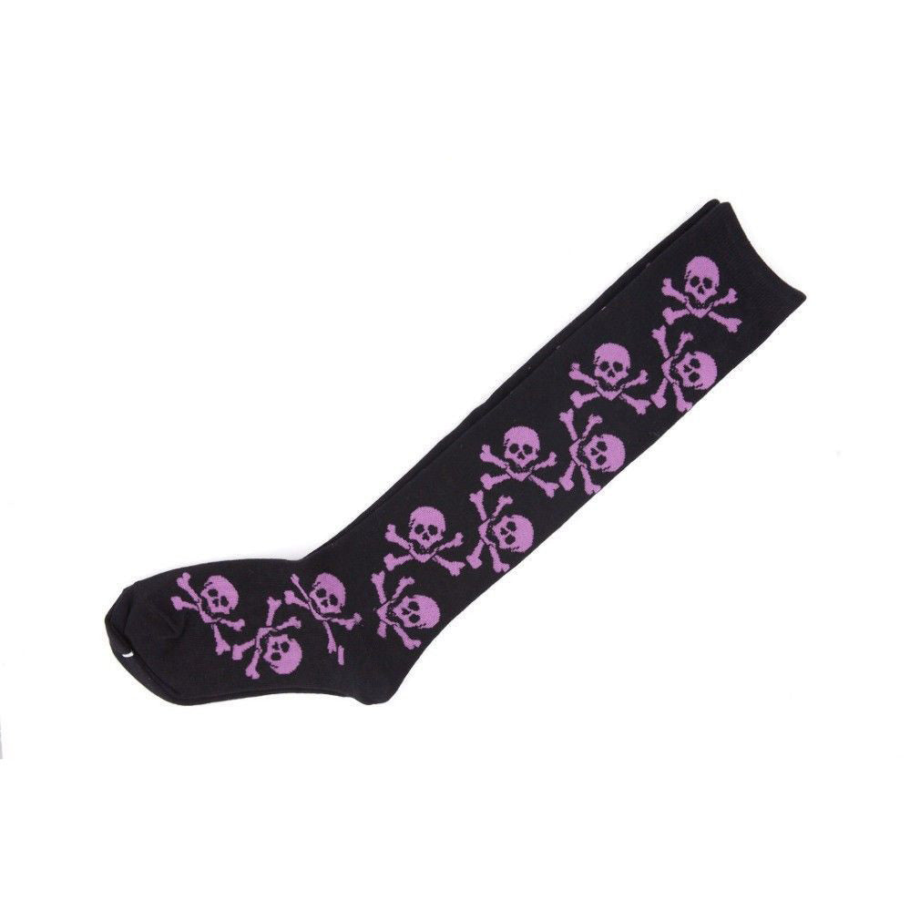 Skull Knee High Socks Purple - Pantsnsox