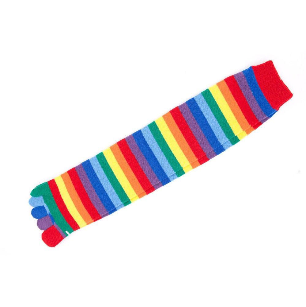 Womens Rainbow Five Finger Ladies Knee High Toe Socks Full Fingers 2-8 AU Stock - Pantsnsox