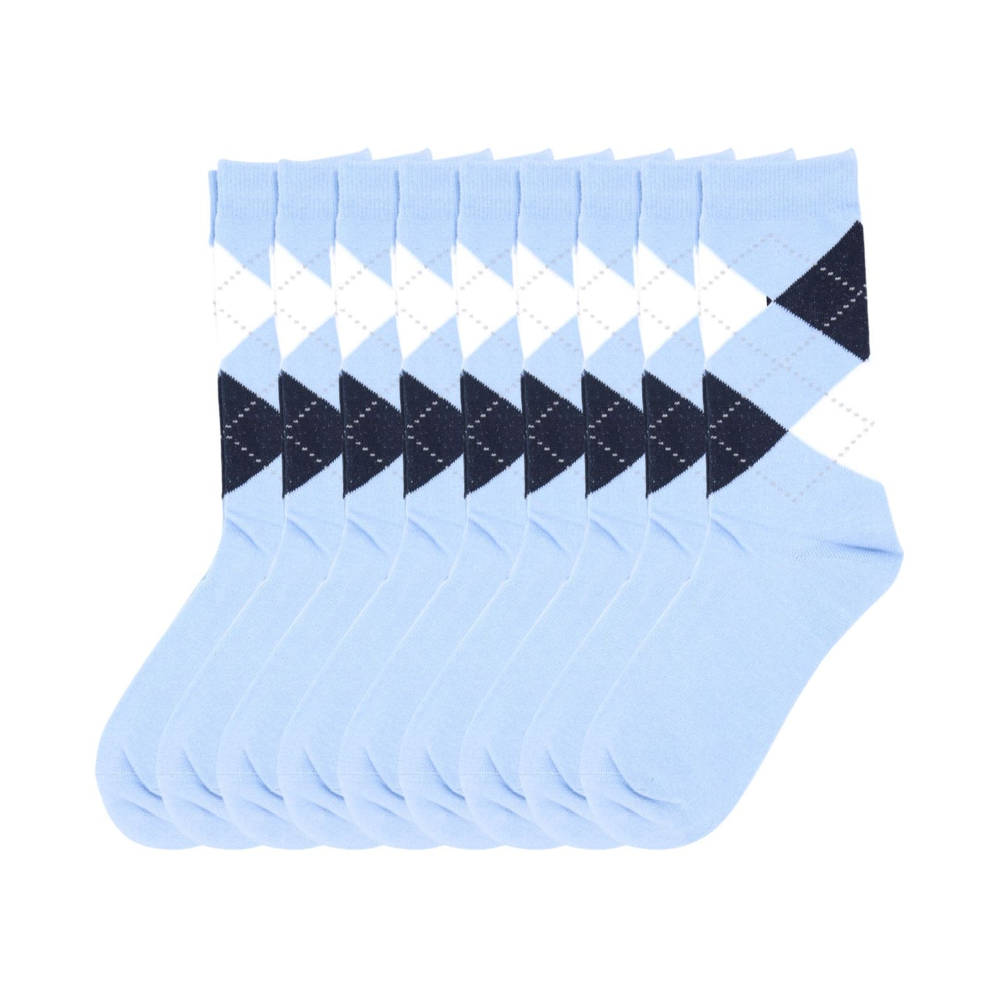 Women Classic 8 Pairs Argyle Check Cotton Crew Socks Diamond Design 2-8 - Pantsnsox