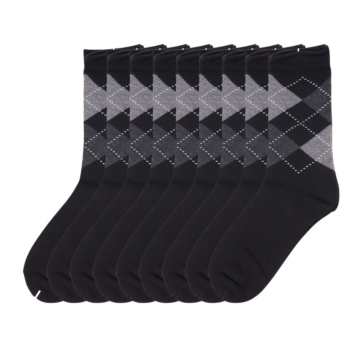 Women Classic 8 Pairs Argyle Check Cotton Crew Socks Diamond Design 2-8 - Pantsnsox