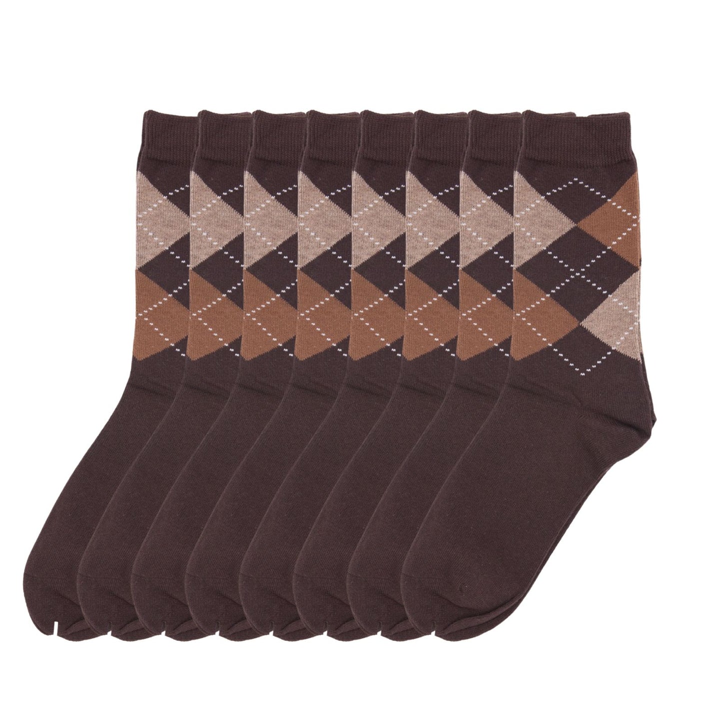 Women Classic 8 Pairs Argyle Check Cotton Crew Socks Diamond Design 2-8 - Pantsnsox