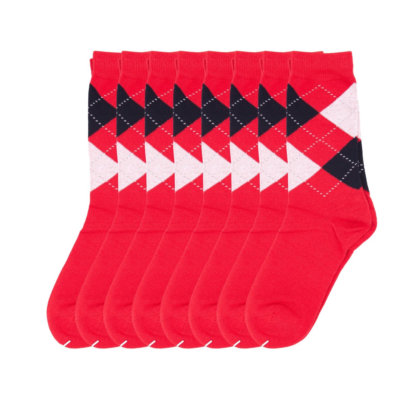 Women Classic 8 Pairs Argyle Check Cotton Crew Socks Diamond Design 2-8 - Pantsnsox