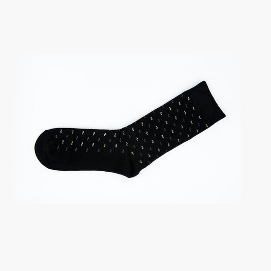 Men Black Pattern Premium Cotton Blend Mens Crew Socks 6-11 Comfort - Pantsnsox