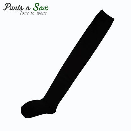 New Womens Ladies Cotton Socks Black Hot Pink Thigh High Socks Size 2-8 - Pantsnsox