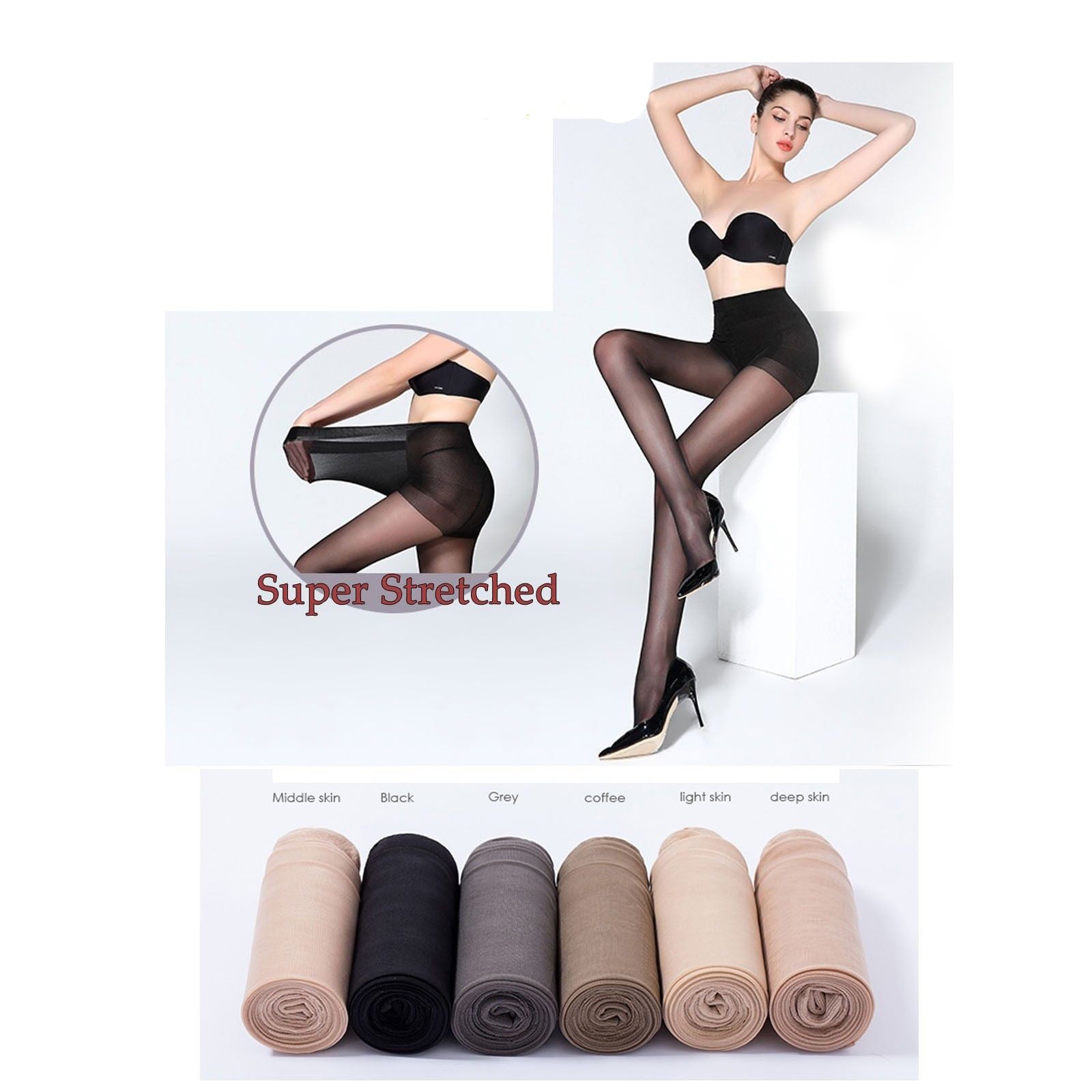 Womans Silk Pantyhose Stocking Ladies Polyamide 40D Thin Nude Black Grey - Pantsnsox