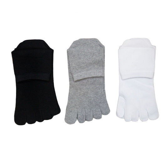Mens Womens Toe Socks Cotton Ankle Five Finger Socks Black White - Pantsnsox