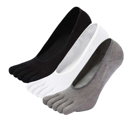 Womens Mens 3 Pairs Toe Sockettes No Show Five Fingers Cotton Socks