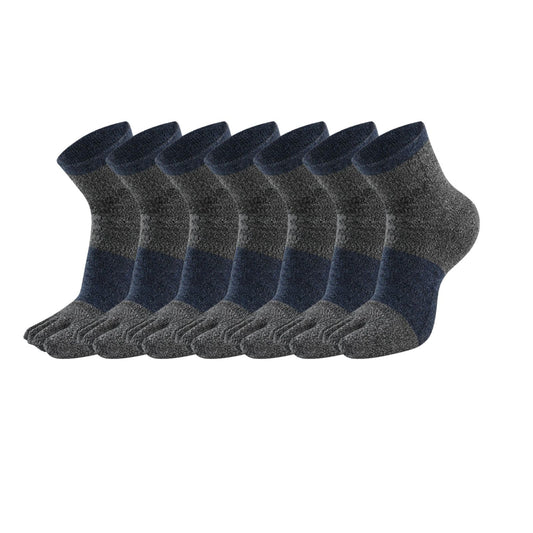 6 Pairs Grey Blue Color Compact Toe Socks