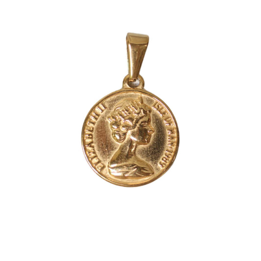 Elizabeth II Pendant Gold-Plated NecklaceCommemorative Jewelry Memory Gift