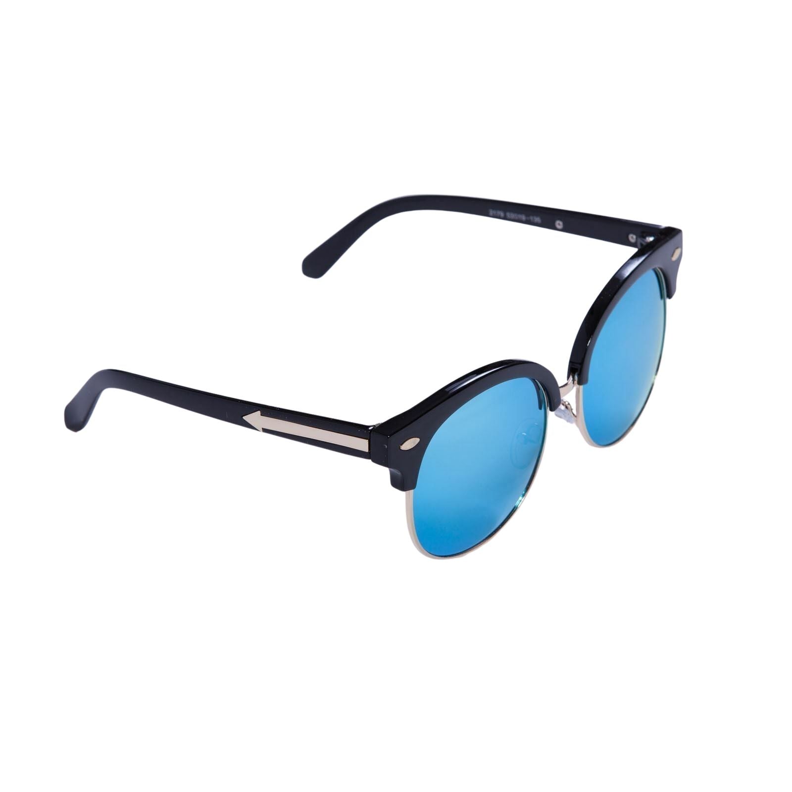 New Womens Mens Blue Reflective Lens Retro Sunglasses Unisex Fashion Black Frame - Pantsnsox