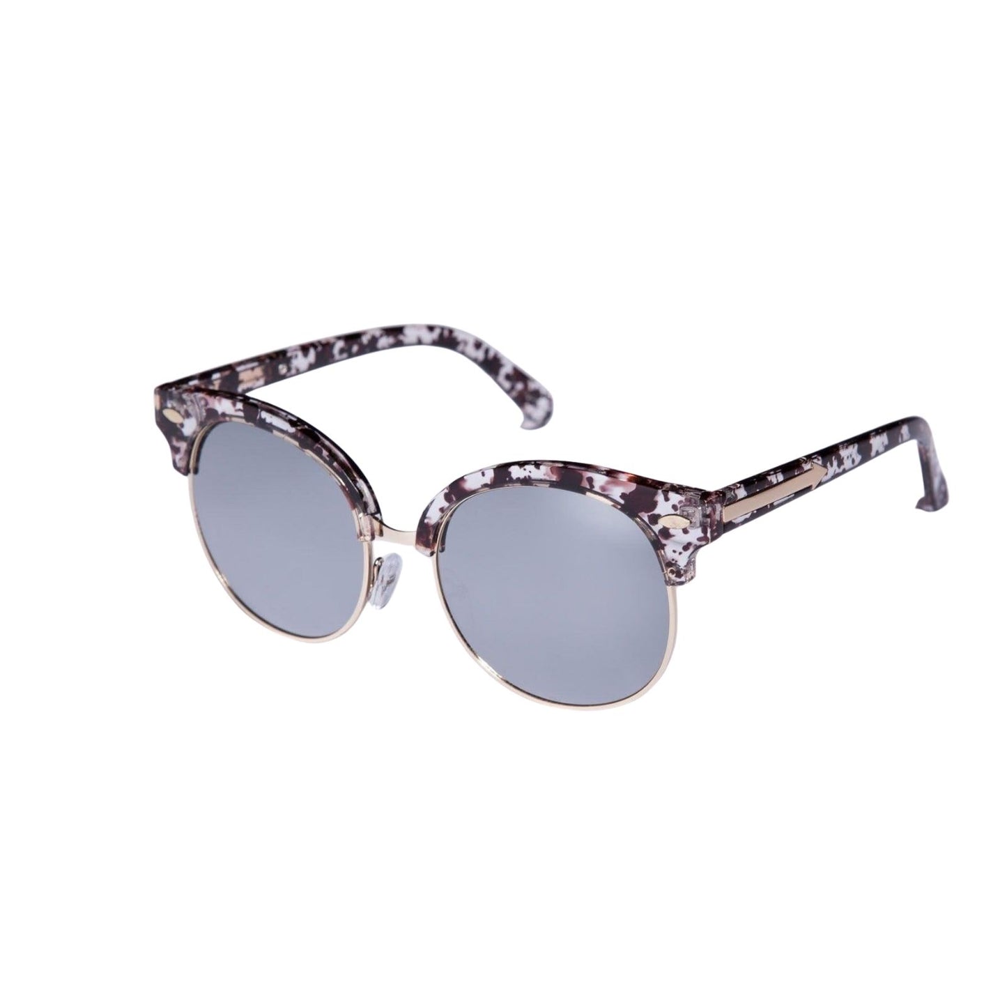 Women White Tortoiseshell Frame Grey Reflective Tinted Lens Sunglasses UV 400 - Pantsnsox