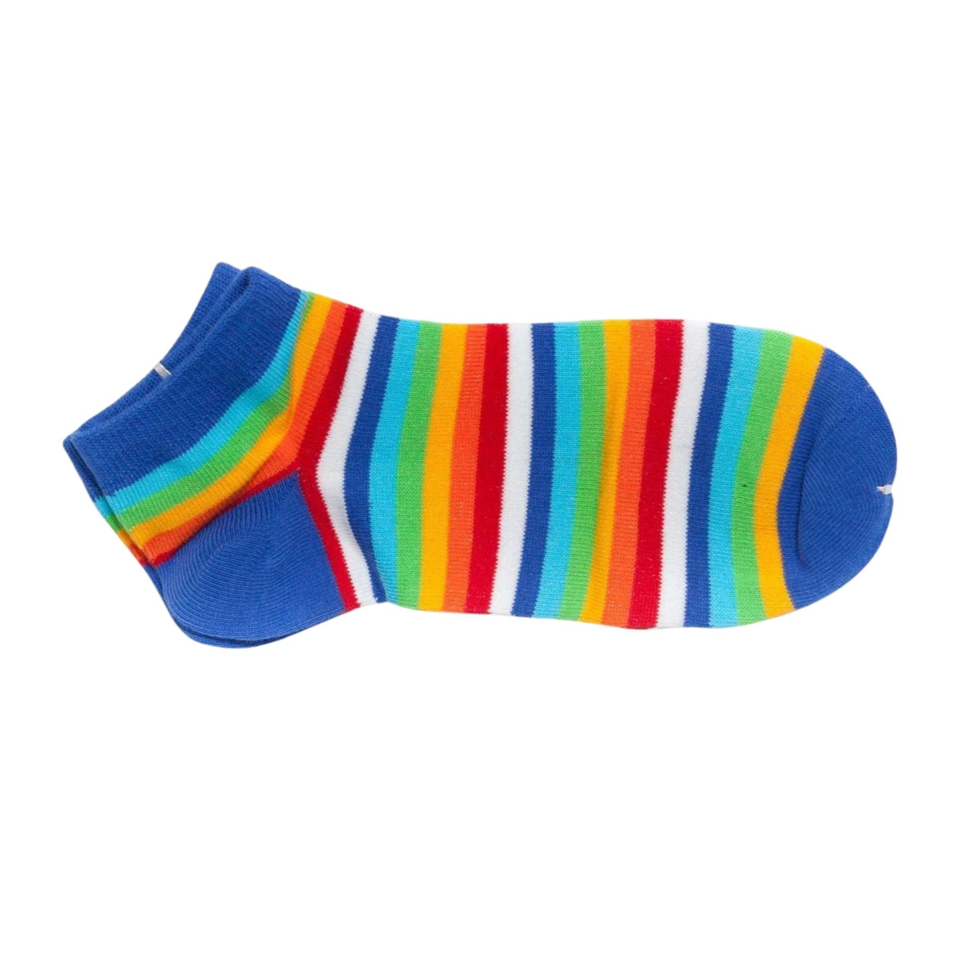 Womens Rainbow Stripe Cotton Ladies Ankle Socks Sports Casual Socks 2-8 - Pantsnsox