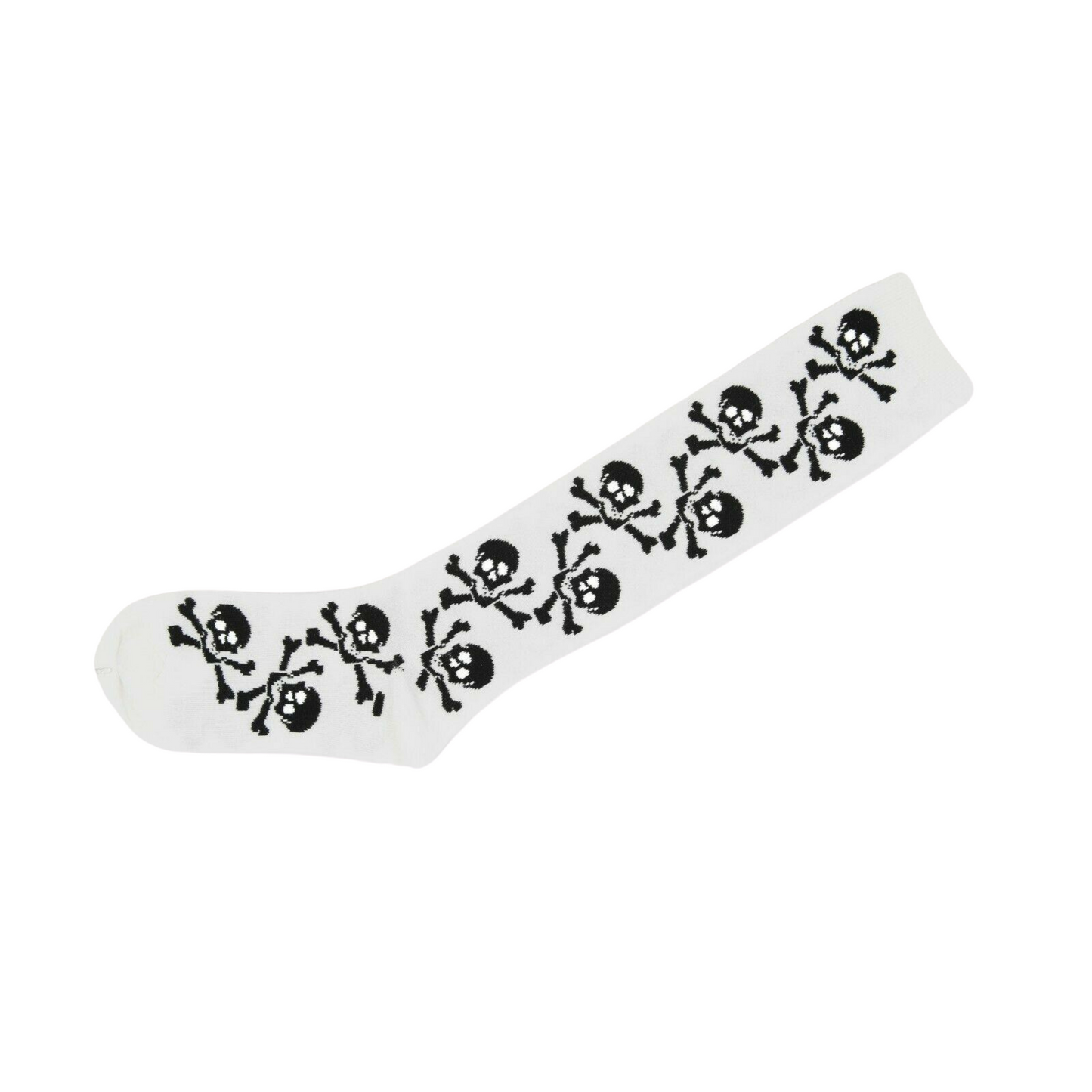 Skull Knee High Socks White - Pantsnsox