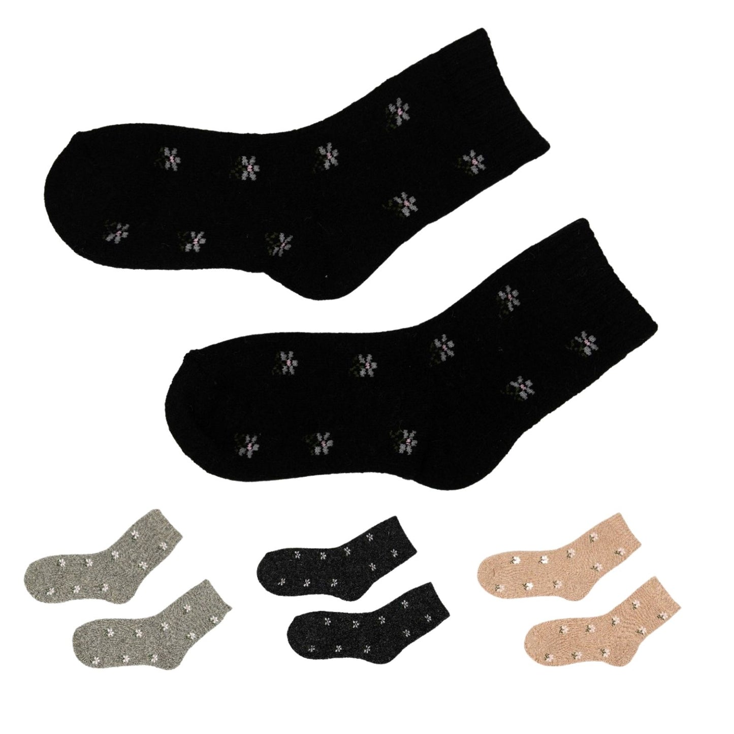 4 Pairs Ladies Floral Wool Socks - Pantsnsox