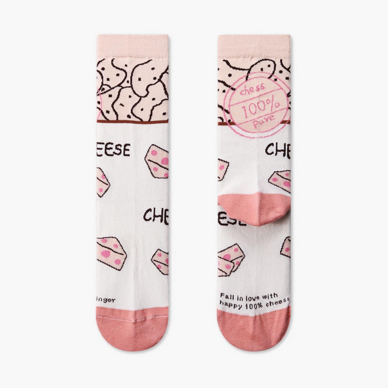 Women Designed Colorful Casual Comfortable Cotton Cheese Socks - Pantsnsox