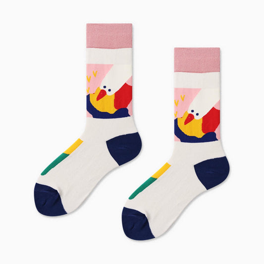 Women Crew Colorful Modern Abstract Expressionism Paint Cotton Socks - Pantsnsox